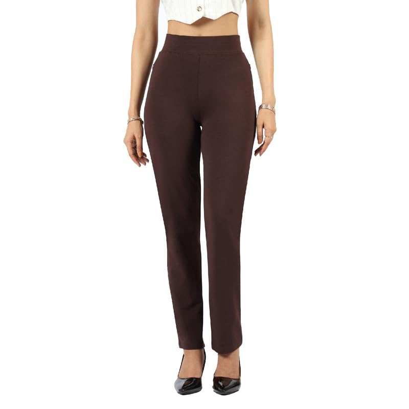 BlissClub Women AM PM Cotton Straight Pants - Regular | Wide Waistband | High Rise | Drawstring | 2 Pockets