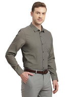 Turtle Men 100% Cotton Slim Fit Grey Printed Full Sleeve Formal Shirt