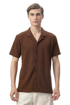 FYLTR Mens Regular Fit Knit Shirt (FYLSS24MKS-302_Mocha Swirl XL)