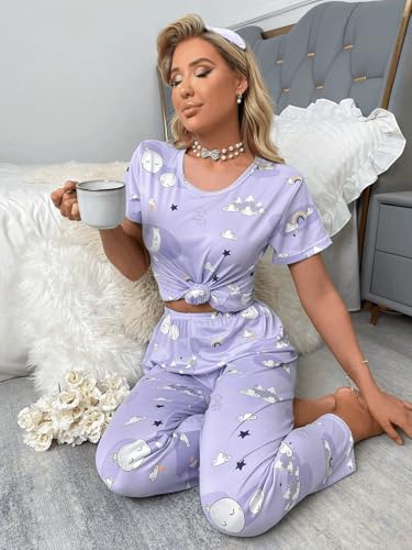 SHIENZY Womens Stylish Avacado Printed Night Suit || T-Shirt & Pyjama for Nightwear Set || Casual Lounge & Sleep Wear for Girls