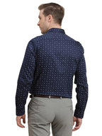 Turtle Men 100% Cotton Slim Fit Blue Printed Full Sleeve Formal Shirt