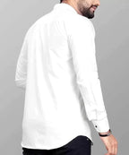 Tee Projekt Mens Regular Fit Solid Soft Touch Cotton Casual Shirt with Pocket Design with Spread Collar & Full Sleeves. White
