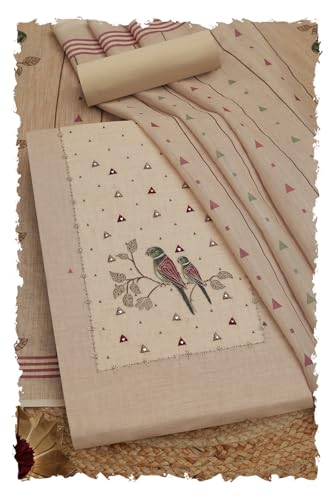 Soch Women Linen Blend Embroidered Unstitched Dress Material with Mirror Work