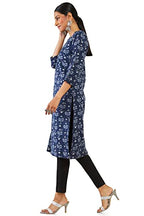 Soch Women Dark Blue Rayon Printed Kurta