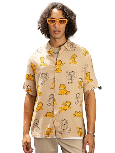 Bewakoof Official Universal Merchandise Mens AOP Oversized Fit Shirt_586205_Brown_XL