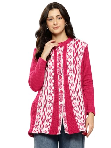 Aarika Womens Winter Wear Rani Colour Solid Woolen Cardigan-(S-L)-(Cg-W-Md-B-28-Rani-L)