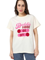 Bewakoof Womens Typography Print Boyfriend Fit Half Sleeve Round Neck Cotton Jersey T-Shirt_659687_Beige_XL