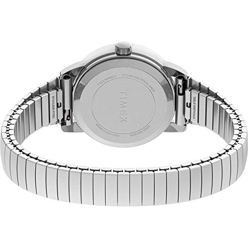 Timex Women's Easy Reader 25mm Watch Box Set - Silver-Tone Case White Dial with Tapered Expansion Band + Black Leather Strap