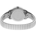 Timex Women's Easy Reader 25mm Watch Box Set - Silver-Tone Case White Dial with Tapered Expansion Band + Black Leather Strap