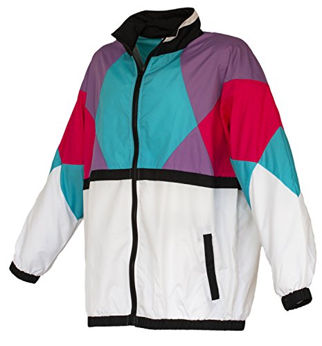 Funny guy Mugs Powder 80s  90s Retro Neon Windbreaker, 2X-Large
