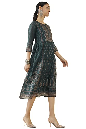 Soch Women Green Chanderi Floral Kurta