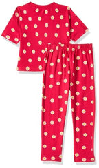 T2F Girls Cotton Printed Oversized Fit Crop Top and Pant Pajama Set