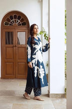 ANNI DESIGNER Womens Cotton Blend Straight Printed Kurta with Palazzo (Cukari Blue-VKS01_XXL_Blue_XX-Large)