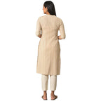 Aurelia Beige Geometric Printed Printed Cotton Regular Kurta For Women