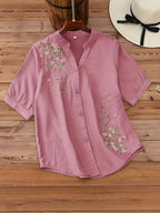 Litzo Shirts For Women  Korean Style Short Sleeve Button Down | Regular Fit Western Latest Stylish Office Wear Tops Women (L-100