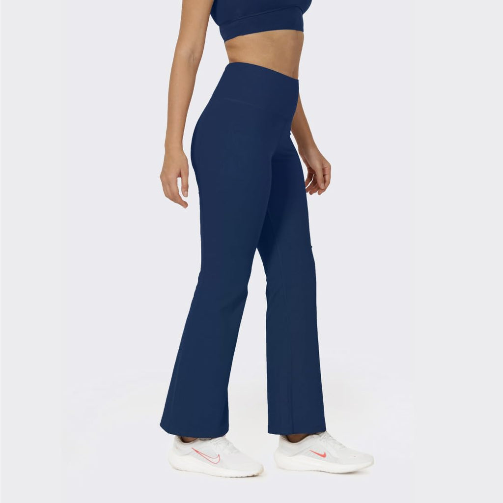 BlissClub Womens The Ultimate Flare Pants Lite| Relaxed Fit High Waist|Ankle Length Pants with Back Pocket