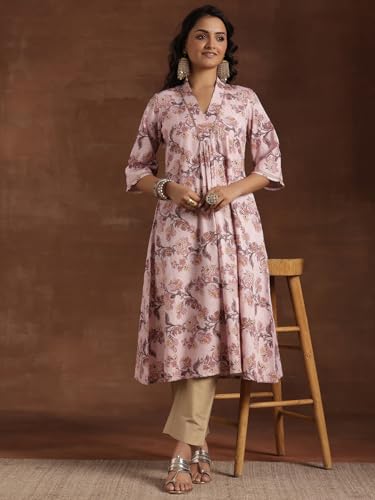 Libas WomenS Cotton Printed A-Line Kurtas (29222_Pink