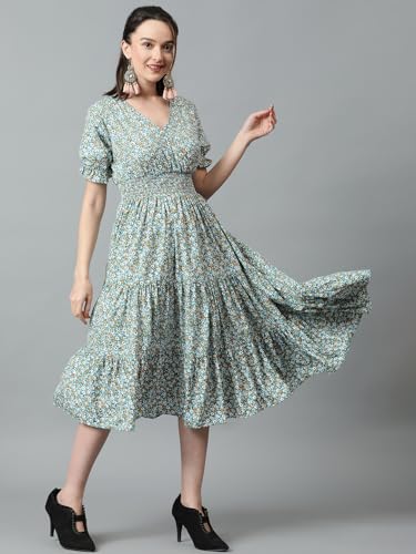 Kotty WomenS Fit And Flare Printed Multicolor Dress