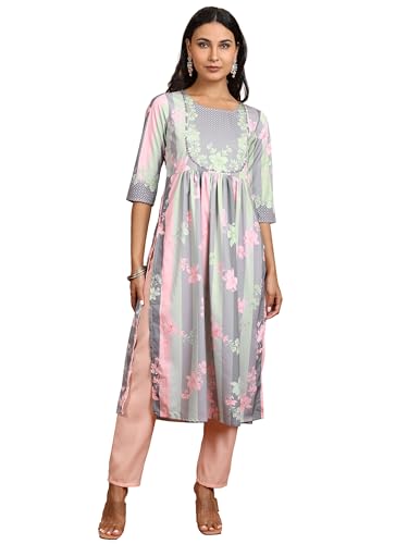 Ketch WomenS Polyester Regular Fit Kurta (Khku000445_Grey Multi