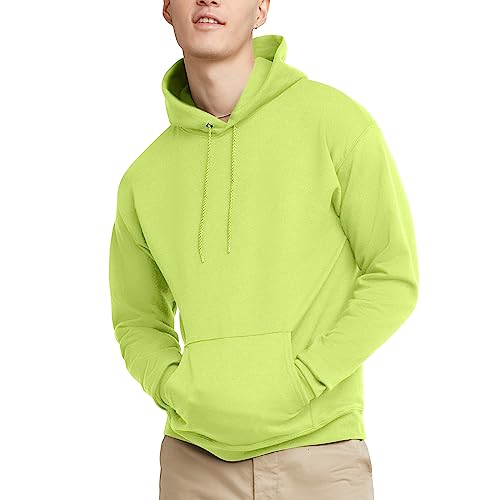 Hanes Men's Pullover EcoSmart Hooded Sweatshirt, safety green, 3XL