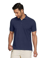 XYXX Mens Cotton Solid Regular Fit Shirt (XY_CR14_Polo Tshirt_1_Dark Navy