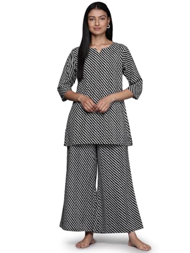 Libas Black Printed Cotton Blend Straight Night Suits For Women (50155Rxxl)