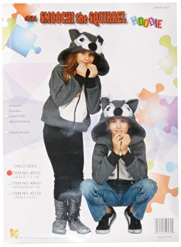 RG Costumes Girl 40532-L Smoochi The Squirrel Hoodie Costume, Gray/White, Large