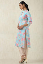 Soch WomenS Cotton Botanical Regular Kurta (Cws5Ku61081_Powder Blue