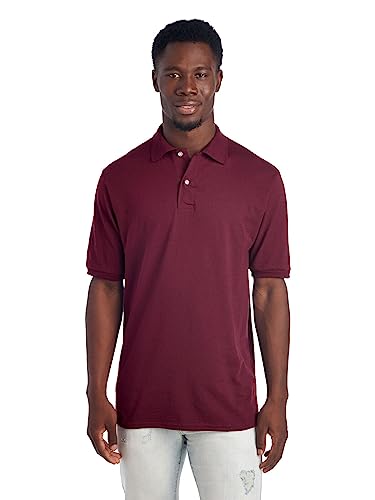 Jerzees Men's SpotShield Stain Resistant Polo Shirts (Short & Long, Short Sleeve-Maroon, X-Large