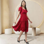 Toochki Kurti For Women | A Line | Flared Anarkali Kurti | Red Western Kurti | Fashion | Kurtis | Rayon Kurti | Midi Length Kurt