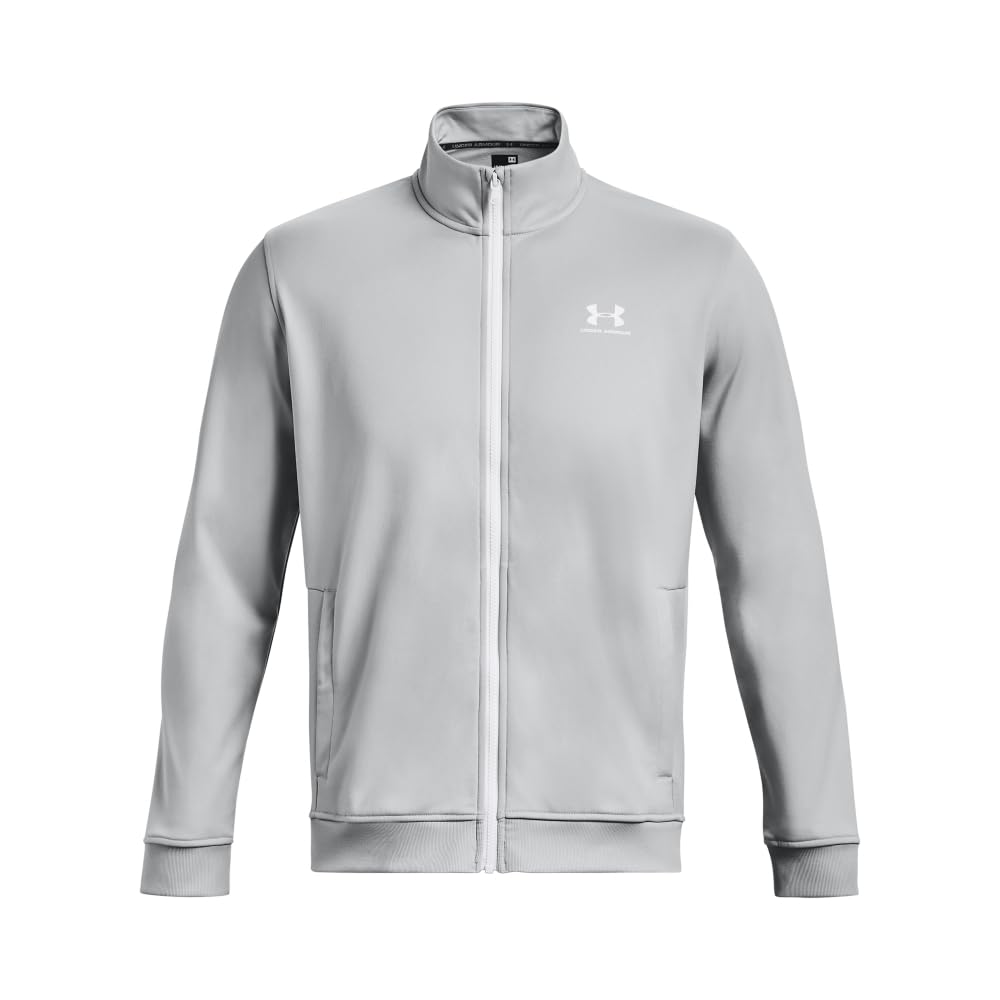 Under Armour Men's Sportstyle Tricot Jacket, (011) Mod Gray / / White, Large