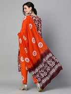ANNI DESIGNER Womens Cotton Blend Printed Straight Kurta with Pant & Dupatta (Karka Op-Wine_L_Wine_Large)