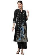 Ziyaa Women'S Crepe Kurta Palazzo Set (Zikucr4005Andpl-Xl_Black