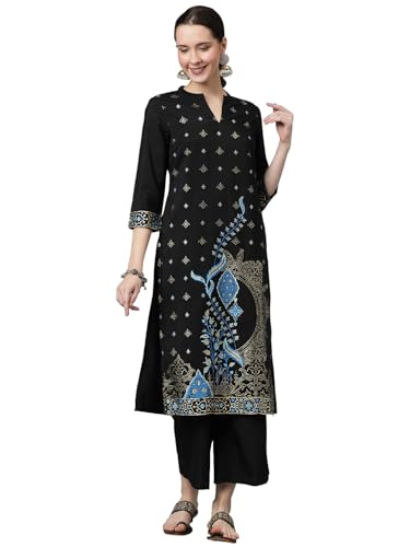 Ziyaa Women'S Crepe Kurta Palazzo Set (Zikucr4005Andpl-Xl_Black