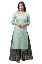 Aurelia WomenS Green Foil Printed Embellished Kurta
