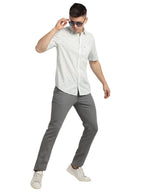Turtle Men 100% Cotton Slim Fit Grey Printed Half Sleeve Casual Shirt