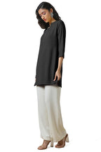 Soch Womens Black Mandarin Collar Straight Tunic with Stones