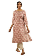 Folksong By W Women Pink Printed Cotton A-Line Kurta_24Maf11738-911086_2Xl