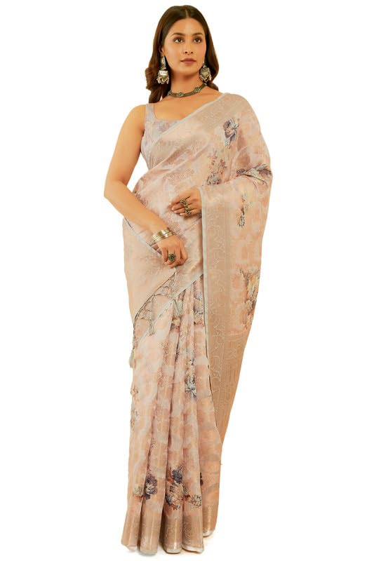 Soch Women Jacquard Chanderi Saree with Floral Print