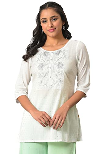 White Embroidered Lurex Dobby Kurti
