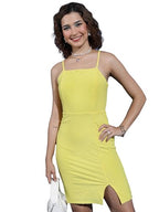 Ketch WomenS Polyester Bodycon Mini Dress (Khj6000595_Yellow