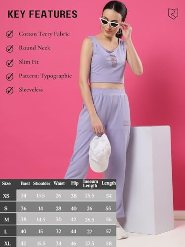 Rigo Cotton Solid Co-ord Set for Women | Round Neck, Slim Fit Tracksuit Co-ords Set for Women | Two Piece Co ord Set | Casual We