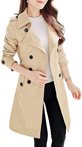 NANJUN Women 's Double Breasted Trench Coat Overcoat (khaki-14a)