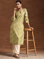 Libas WomenS Silk Regular Kurta (29218_Green