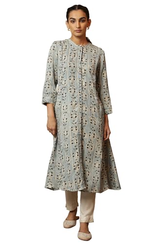 W For Woman Women'S Viscose All Over Buti Regular Kurta (24Maf11847-910892_Light Indigo
