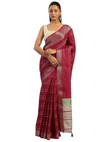 Libas Womens Woven Design Georgette Saree With Blouse Piece