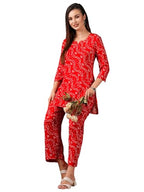 Gosriki WomenS Rayon Blend Bandhej Printed Ethnic Co-Ord Set (Nesta Red-Jn-Gs_L_Red_Large)