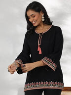 Libas WomenS Silk Blend Straight Kurti (29180O_Black