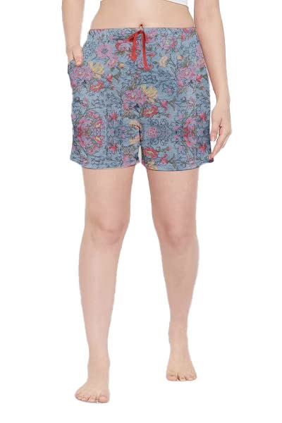 Lyra Pure Cotton Printed Night Shorts For Women