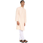 Fabindia MenS Cotton Printed Relaxed Kurta (102884701_Beige
